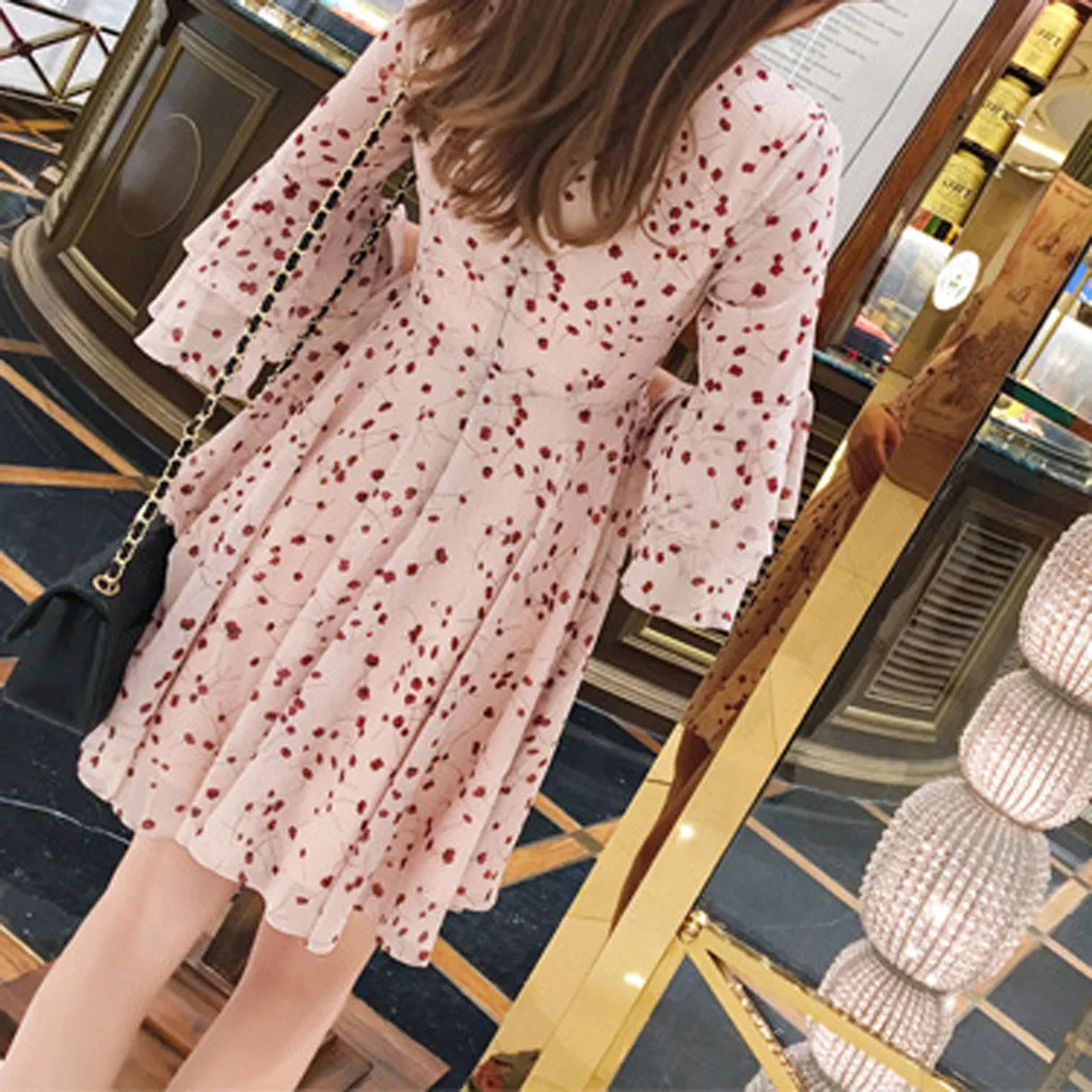 

Fashion Dress Women Floral Vintage Short Beach Holiday Floral Retro Dress Summer Ladies party beach dresses new style
