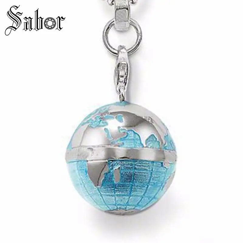 Ожерелья серебряного цвета с синим глобусом и землей подвески модная бижутерия
