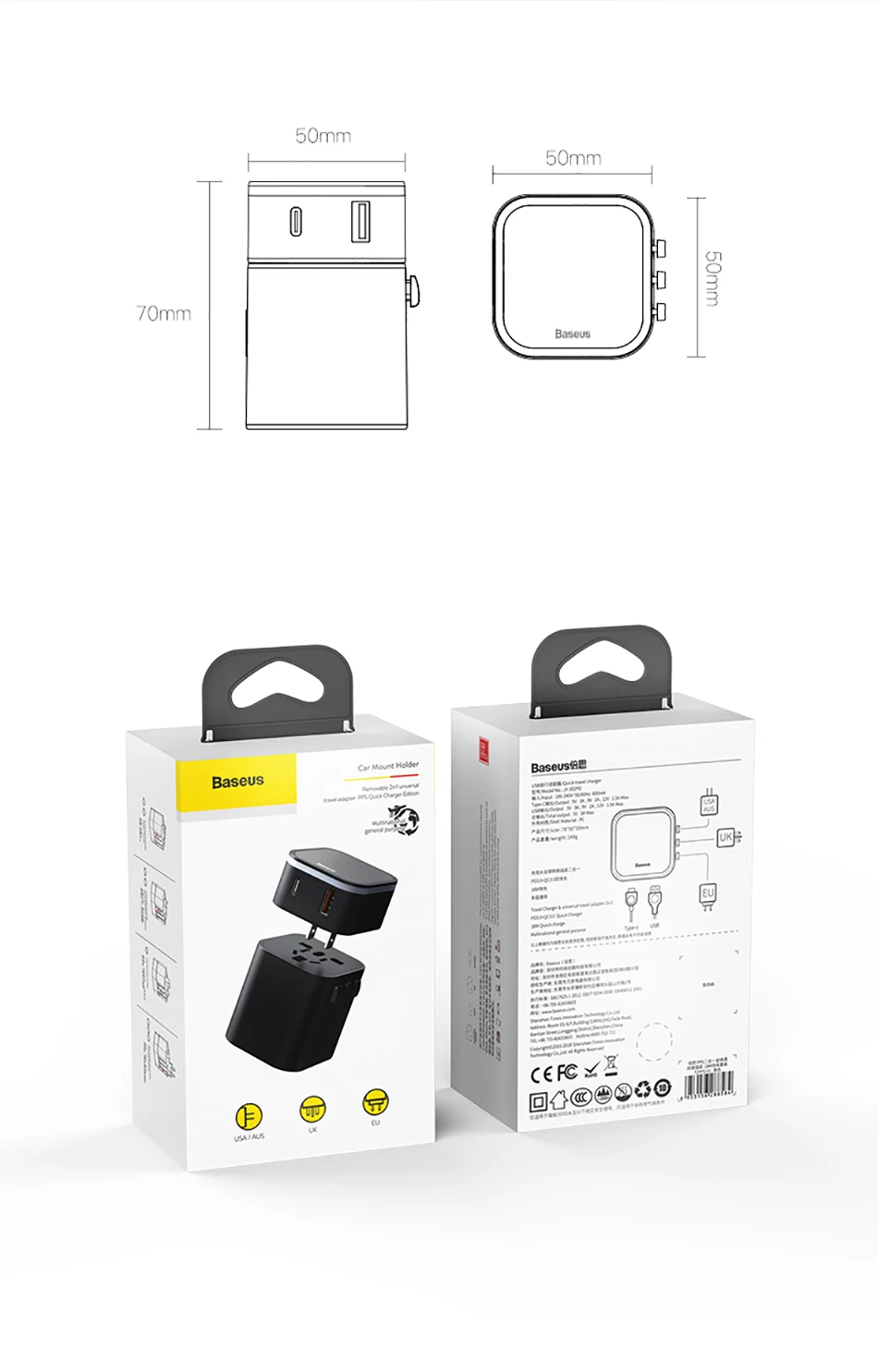 Baseus Быстрая зарядка 4,0 3,0 USB зарядное устройство адаптер питания QC QC4.0 QC3.0 usb type C PD Быстрая зарядка розетка для Великобритании/ЕС/Австралии/США