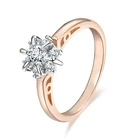 Женское кольцо из розового золота 585 пробы с белым камнем, круглые кольца 8 мм с цветами