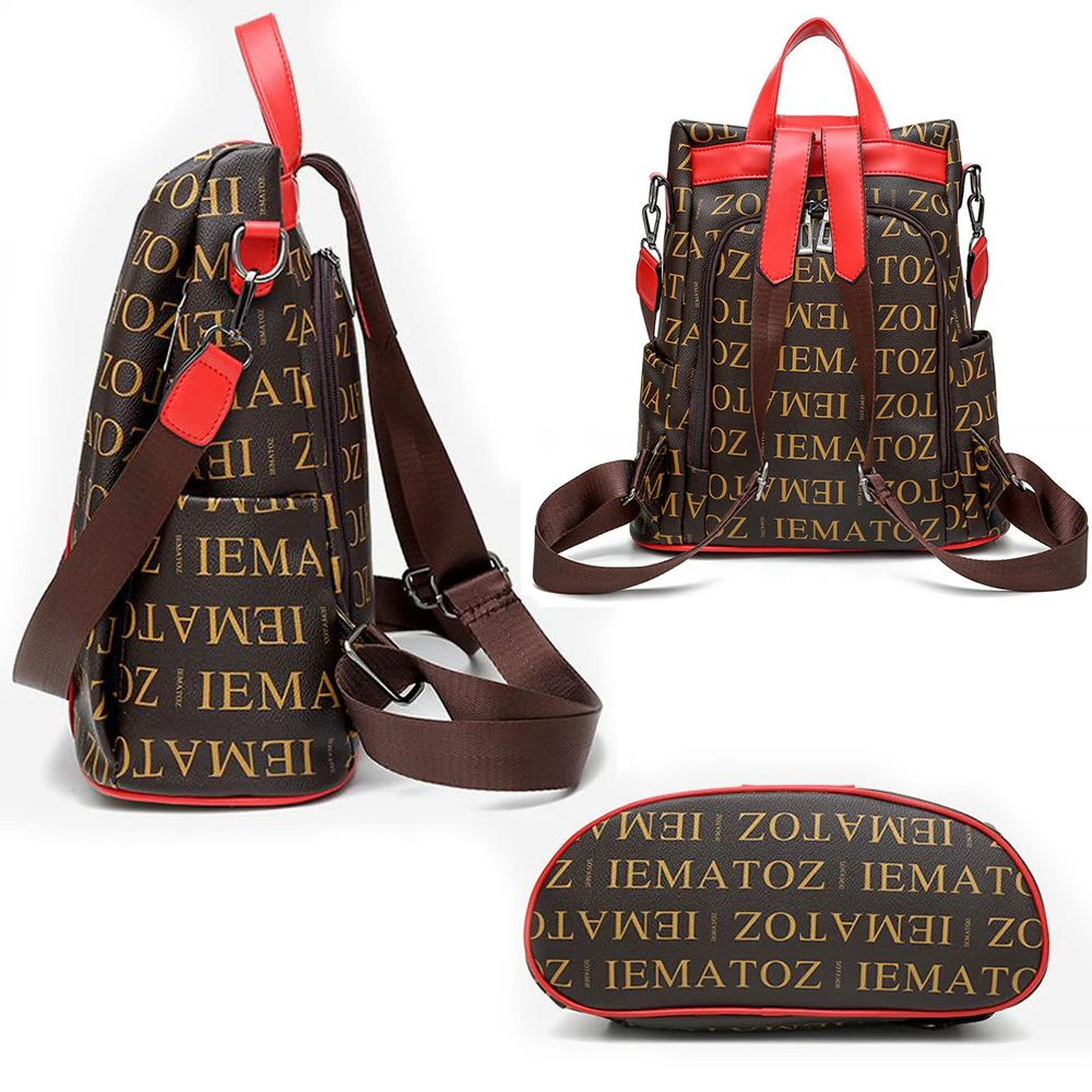 

Bolsos con estampado de letras para mujer, Mochila de turista de alta capacidad, Mochila antirrobo para chicas, bolso escolar de