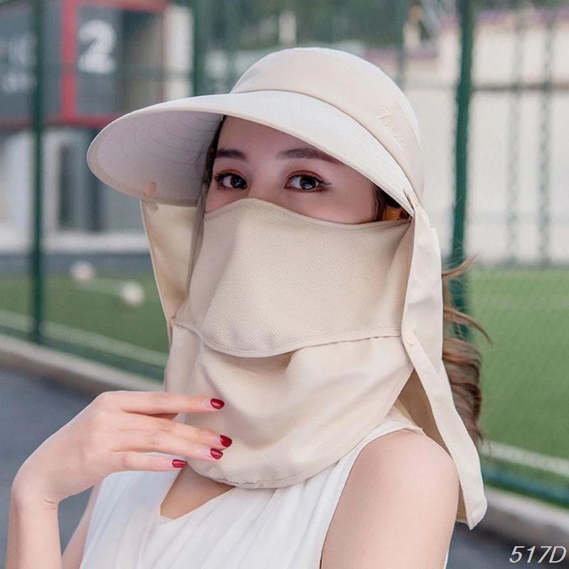 

Women Summer UV Protection Sun Visor Hat with Removable Neck Flap Face Mask Cap New 2021