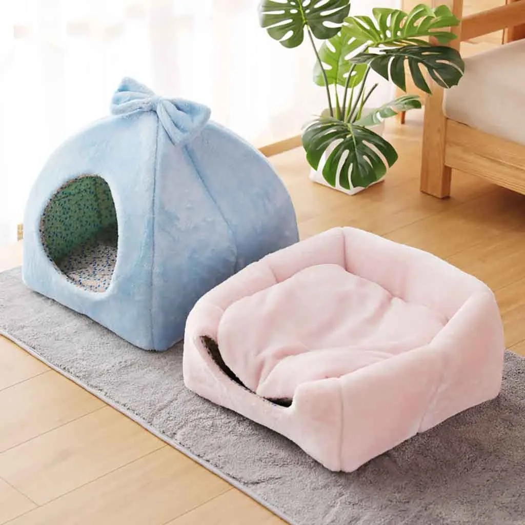Домик-палатка для питомцев собак и кошек зимняя теплая кровать мягкий складной