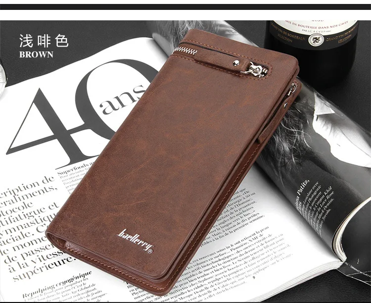 Мужские кошельки baellerry из искусственной кожи на молнии, карман для телефона, кошелек, держатель для карт, английский стиль, мужской кошелек, черный, высокое качество, мужской кошелек