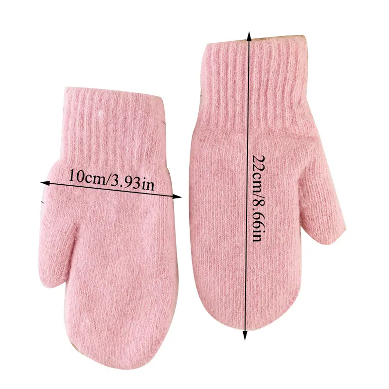 

Rabbit Fur Mittens Outdoor Double Layer Thicken Knitted Soft Warm Fashion Winter Full Finger Solid Color Women Gloves 1 Pairs