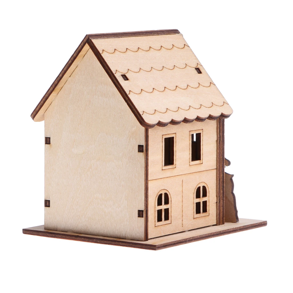 

3D Wooden Jigsaw Puzzle Assembly Model House Christmas Dollhouse Construction Kit for