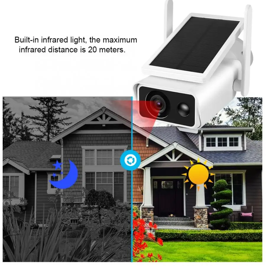 1080P HD WiFi цилиндрическая камера солнечная панель открытый водонепроницаемый PIR