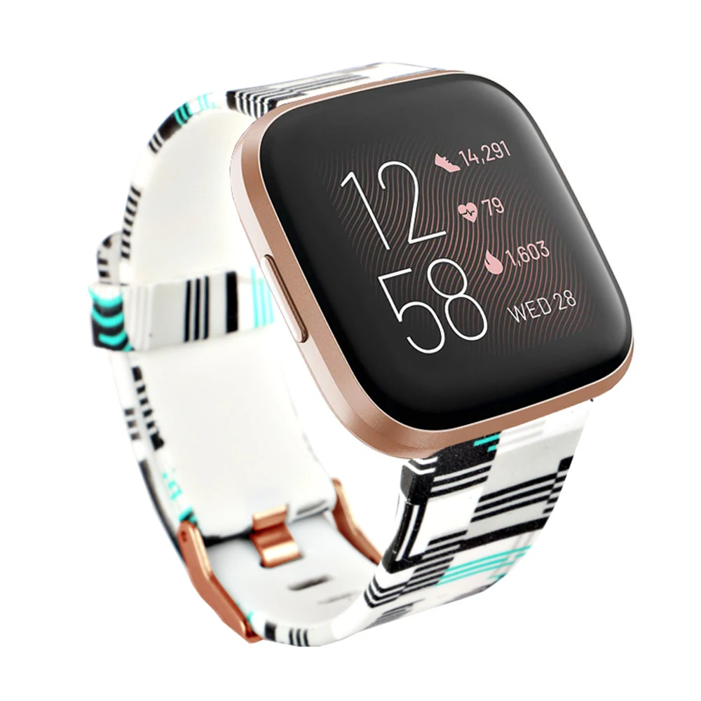 Новый мягкий ремешок для часов с цветочным принтом Fitbit Versa 2/Versa Lite/Versa Браслет Fit bit
