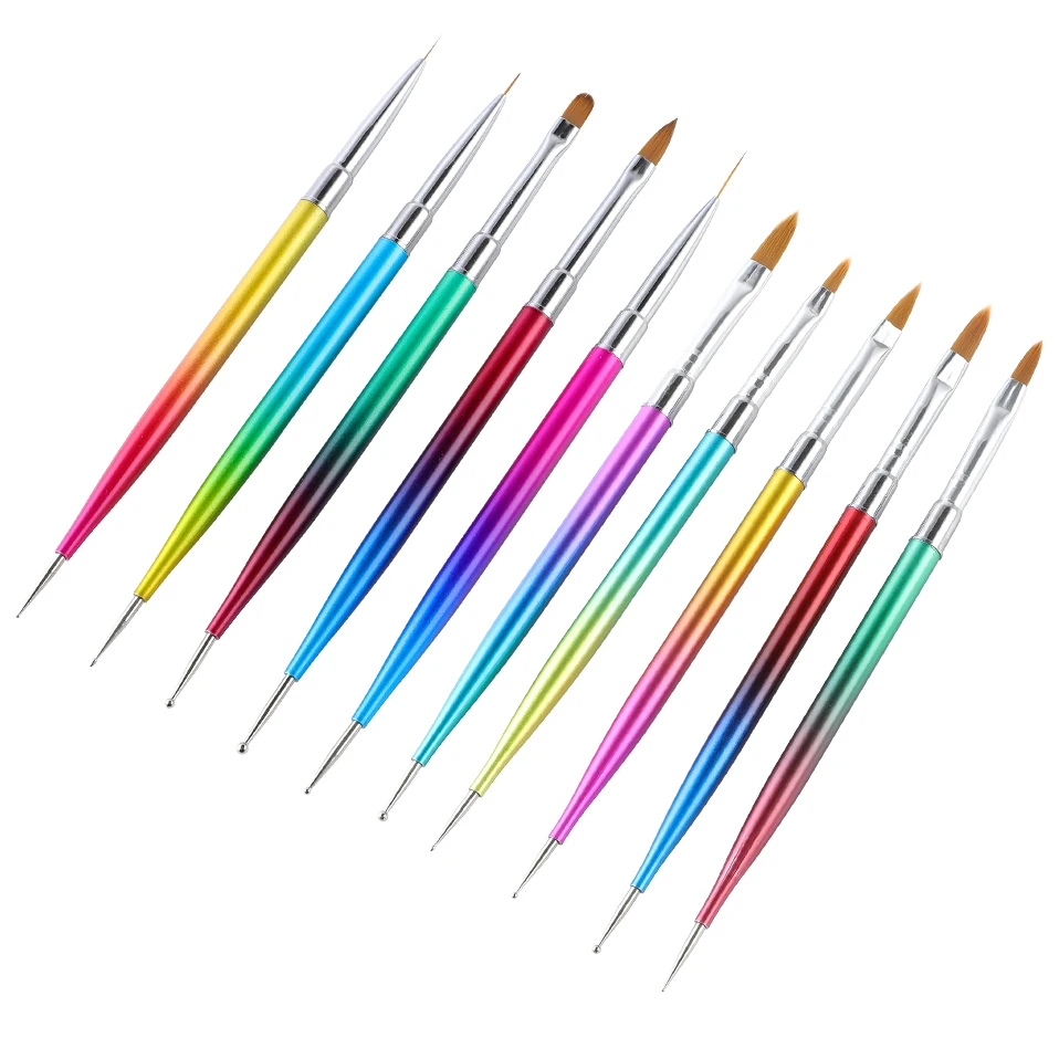 

Double-End Nail Art Brush Manicure Gel Brush With Point Drill 5Pcs/Set UV Carving Crystal Acrylic Gel Brush Set Point Drill Pen