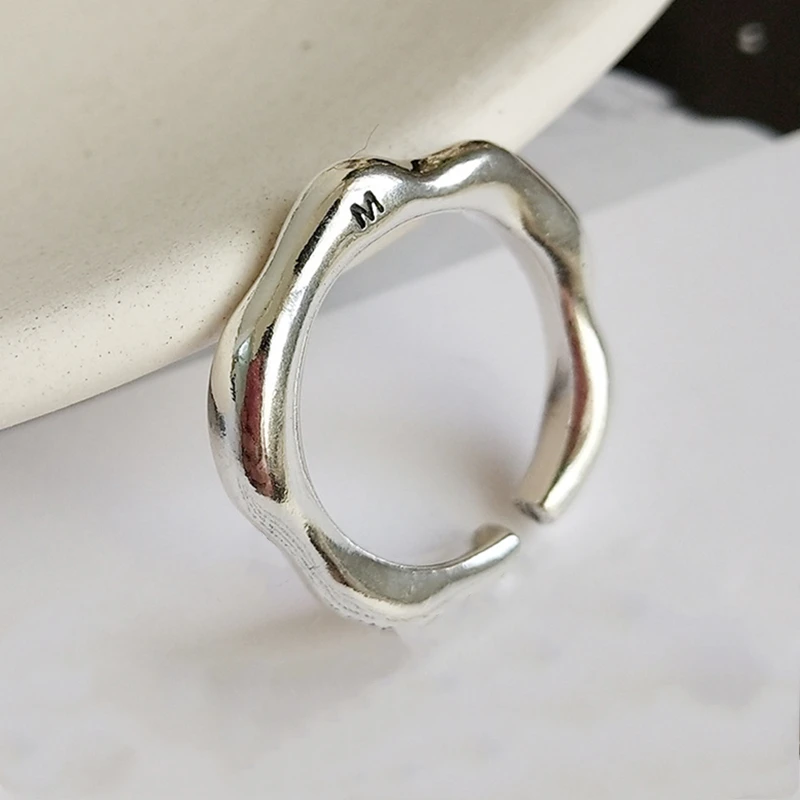 Настоящее 925 пробы Серебряное волнистое кольцо для модных женщин минималистское