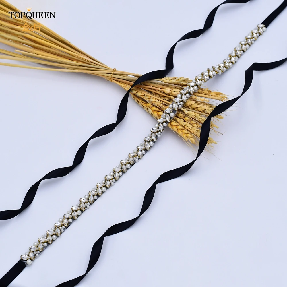 TOPQUEEN S383 G свадебное платье ремень золотые стразы пояс для невесты тонкие ремни