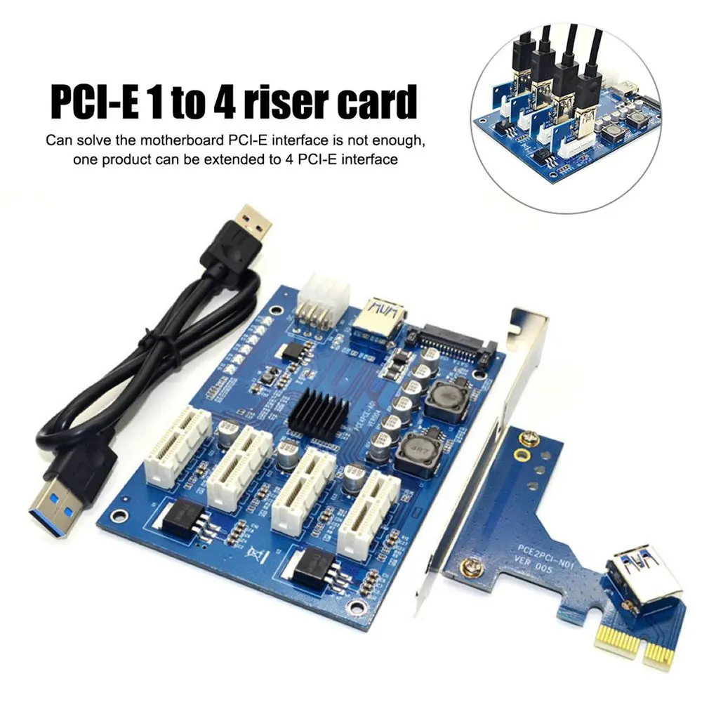 

PCI-E X1 до 4PCI-E Расширенный комплект с 1 до 4 портами PCI Express, переключатель, усилитель концентратора, USB-переходник, карта майнинга, адаптер для ...