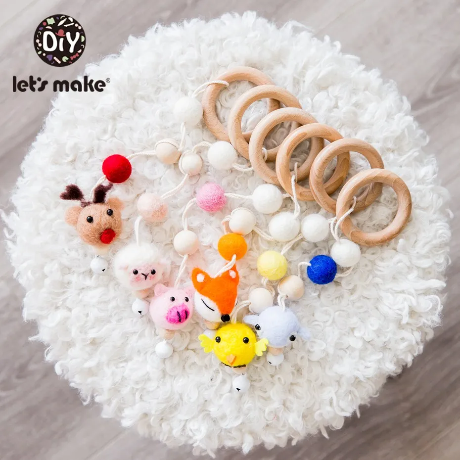 Let'S Make Baby Mobile 1 шт. шерстяные цепочки с животными фетровые шарики Pom для коляски кровать колокольчик подвесная пустышка для игры в спортзал игрушки декор для детской комнаты