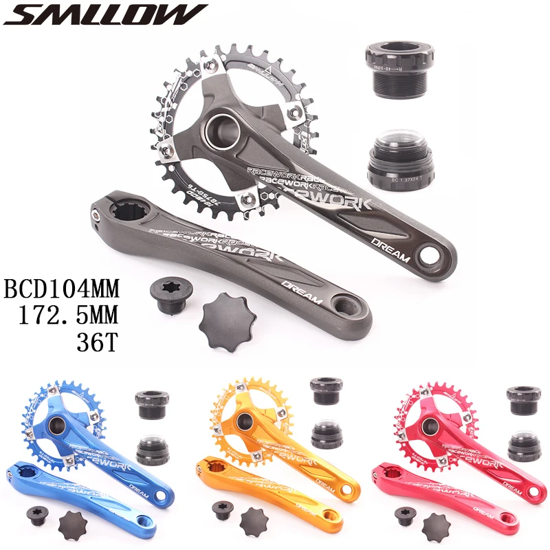 SMLLOW велосипедный Кривошип 104BCD MTB велосипед шатун алюминиевый сплав с нижней