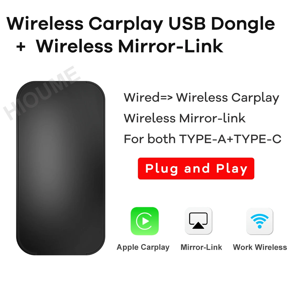 Новое обновление 2 0 Беспроводной USB адаптер Apple CarPlay автоматическое AirPlay IOS Android Mirror