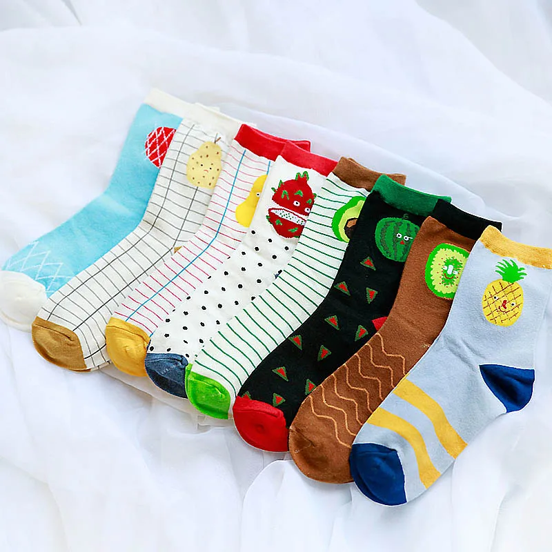 

Funny Cotton Long Socks Avocado Plant Fruit Socks New Cartoon Tube Happy Socks 1Pair For Women Winter Spring Autumn
