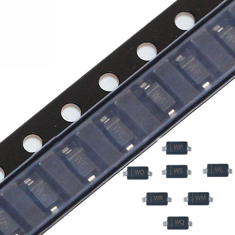 100 шт. SMD Диод Зенера SOD 123 BZT52C11 WG BZT52C12 WH BZT52C13 WI BZT52C15 WJ BZT52C16 WK BZT52C18 WL BZT52C20 WM BZT5222