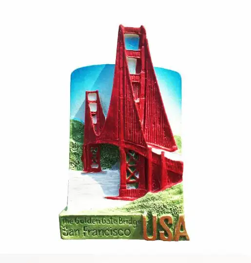 Мост с золотыми воротами Сан-Франциско Калифорния магнит на холодильник из смолы