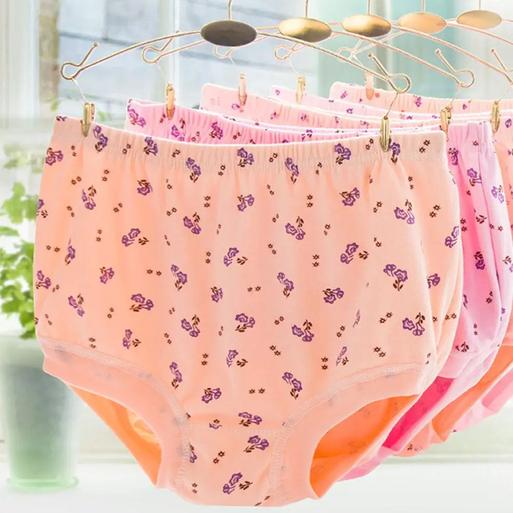 

New Women Cotton Underwear Comfortable Plus Size Briefs Plus Underwear Waist Fat High Xl-4xl Mother Shorts Underwe H3u9