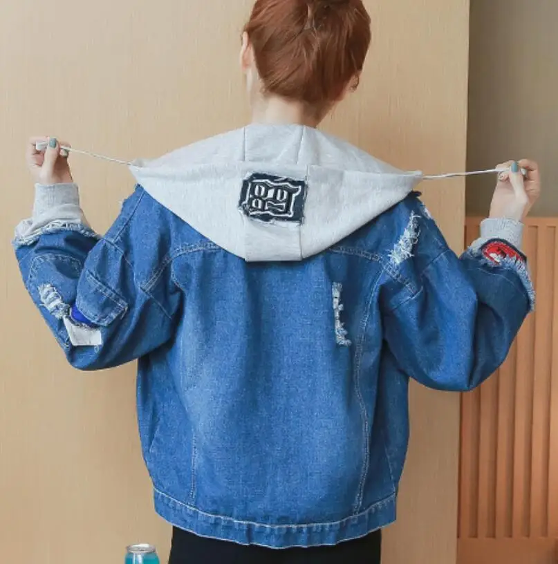 Женщин поддельные из двух частей джинсовая куртка топ 2019 осень повседневное Harajuku