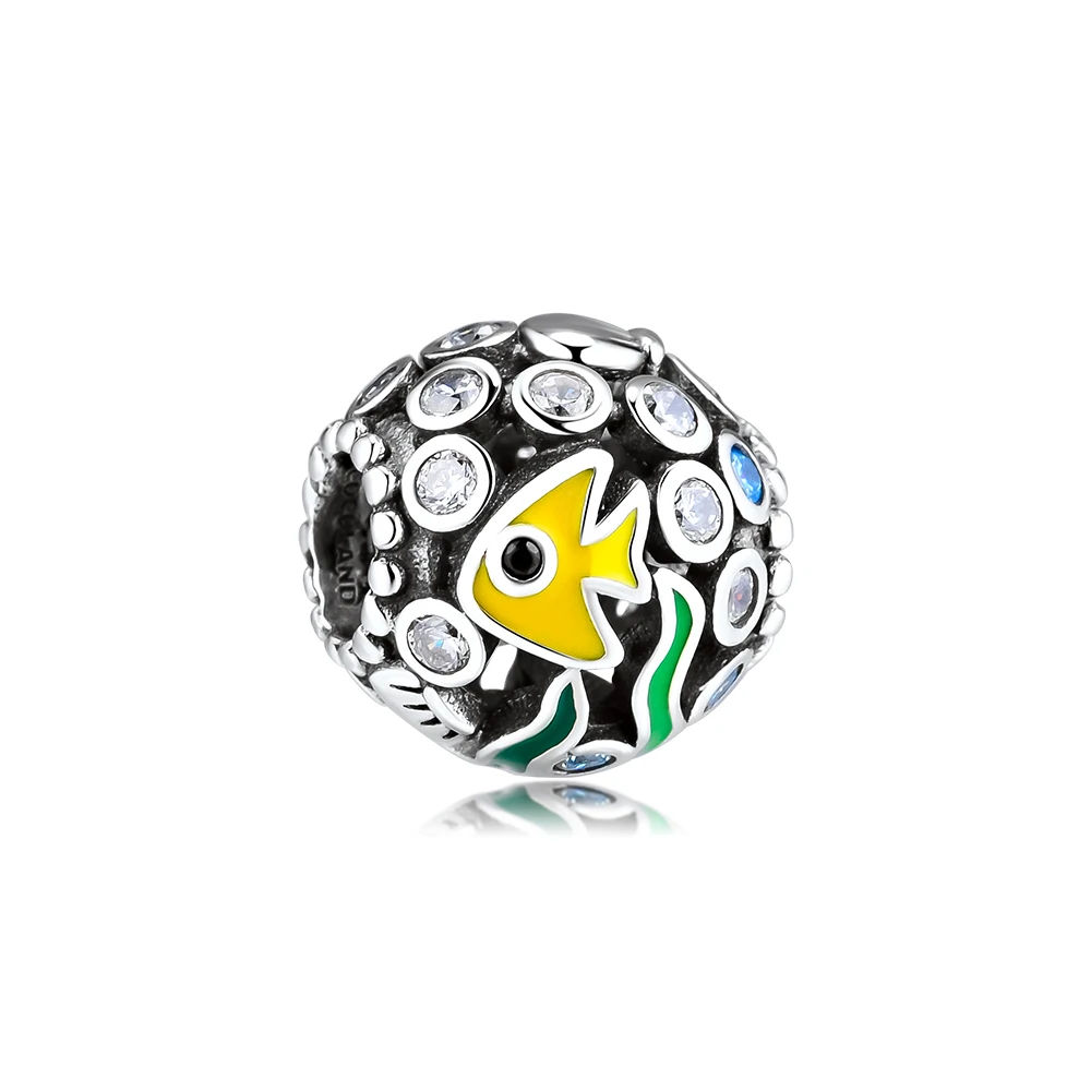 

CKK Ocean Life Charms 925 Sterling Silver Crystal Metal Beads for Jewelry Making Fits Original DIY Bracelet Kralen Berloques
