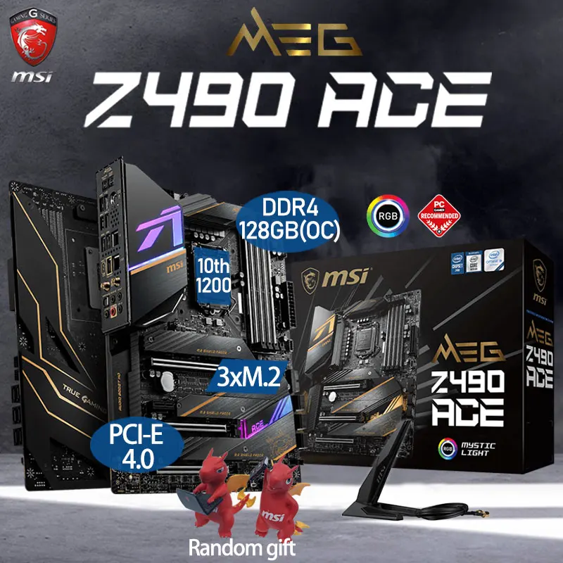 

LGA 1200 MSI MEG Z490 ACE Placa-Mãe Intel Core 10th DDR4 128GB(OC) PCI-E 4.0 3xM.2 Chia Z490 Motherboard GAMING ATX Desktop Z490