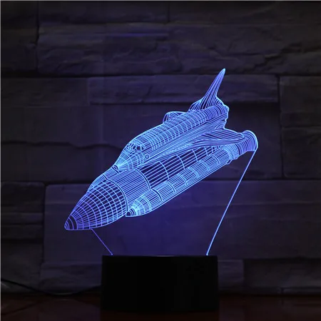 

3D лампа космический челнок Батарея приведенный в действие Цвет меняется с пультом дистанционного управления для Рождественский подарок пе...