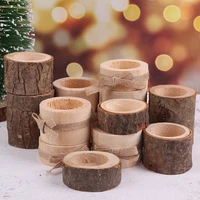 3pcslot wooden crafts ornaments candleholder creative bark wood stump candle holder home decoration succulent small flower pot