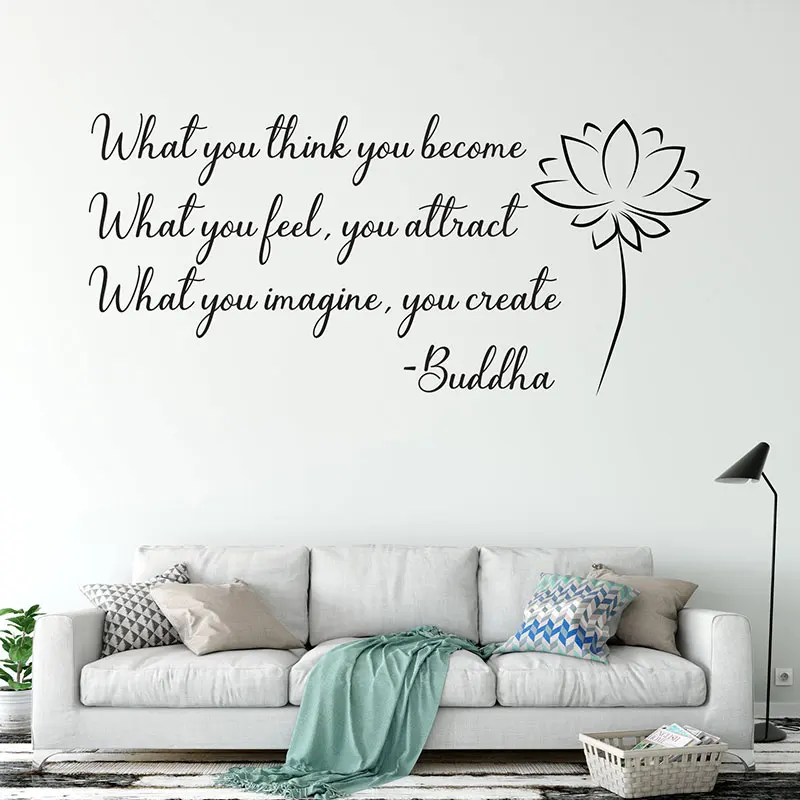 Будда Наклейка на стену с цитатами цветы лотоса Винил Искусство украшение дома