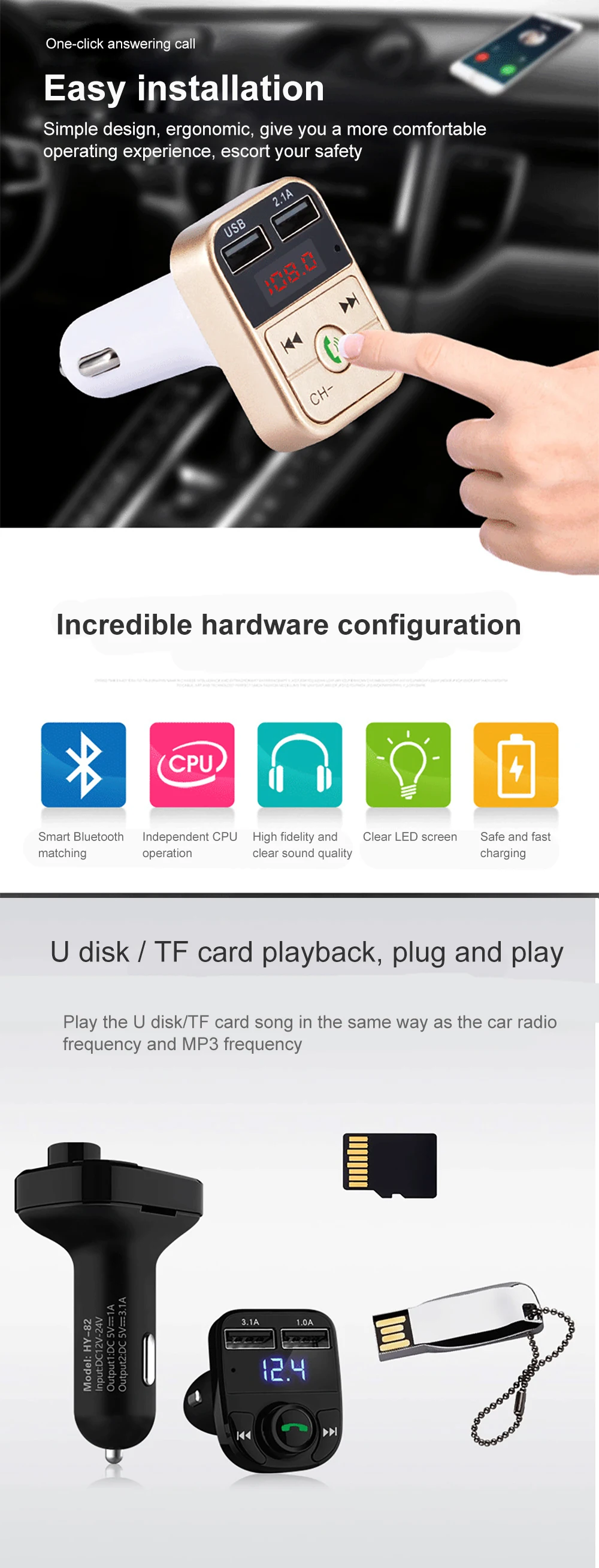 Автомобильный Bluetooth fm-передатчик автомобильный комплект hands-free MP3-плеер Автомобильное USB зарядное устройство Автомобильный MP3-плеер bluetooth fm-передатчик