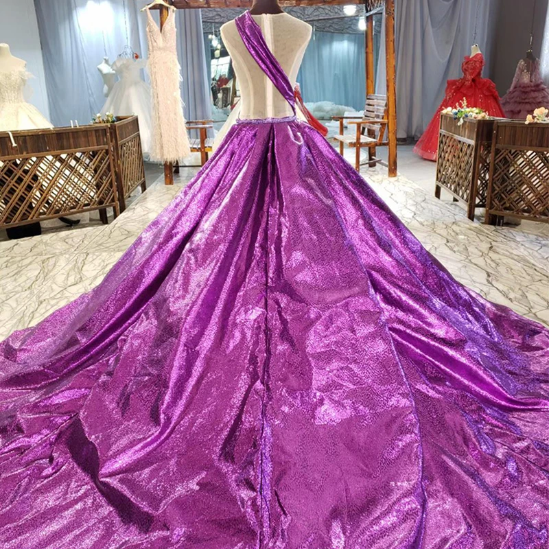 AIJINGYU Fat Size 2021 Guangzhou Train Italian Fashion New Gownes Long Purple Evening Dress