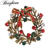 brighton 2021 fashion christmas butterfly brooches colorful crystal wreath brooch pins for women party trendy jewelry xmas gift