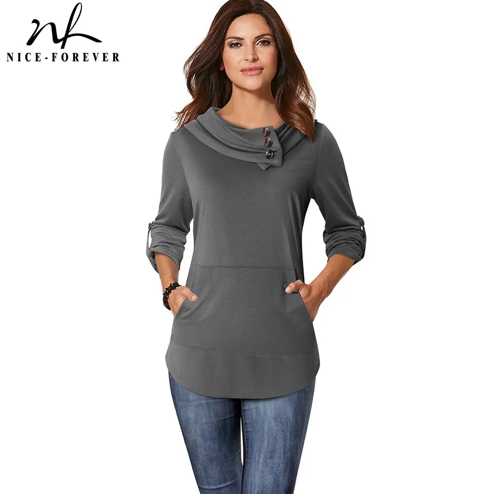 Женская футболка на пуговицах Nice Forever Повседневная однотонная Осенняя модель T046