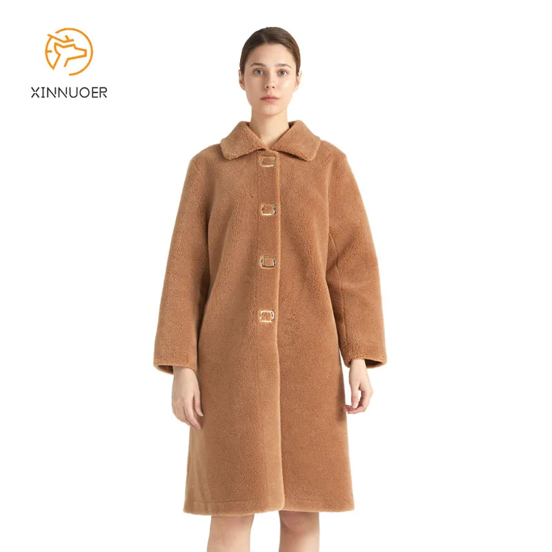 Зимнее шерстяное пальто ручной работы модное и теплое Женское содержит 80%