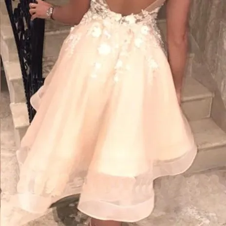 Коктейльные короткие платья для выпускного вечера вышитые цветами ручной работы