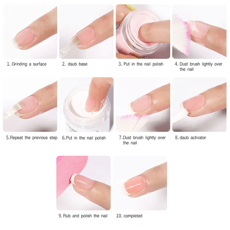 

Solid Dip Powder White Clear Acrylic Powder Nail Dust 11 Colors Chrome Nail Powder FA-46 Dipping Powder Pigment For Nails Art G3