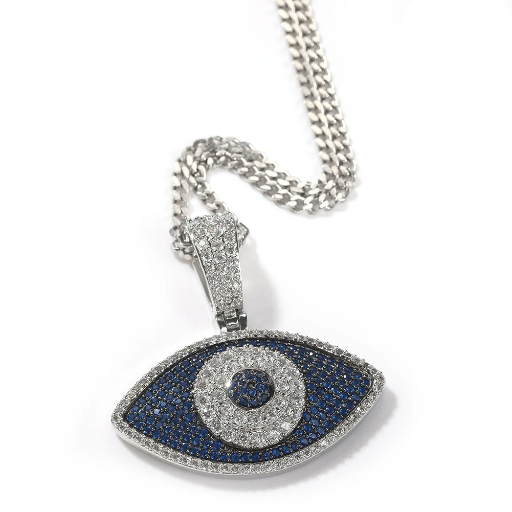 

Mixed Color Eye Pendant Necklace Hip Hop Personality Copper Inlaid Zircon Unisex Trend Pendant Accessories