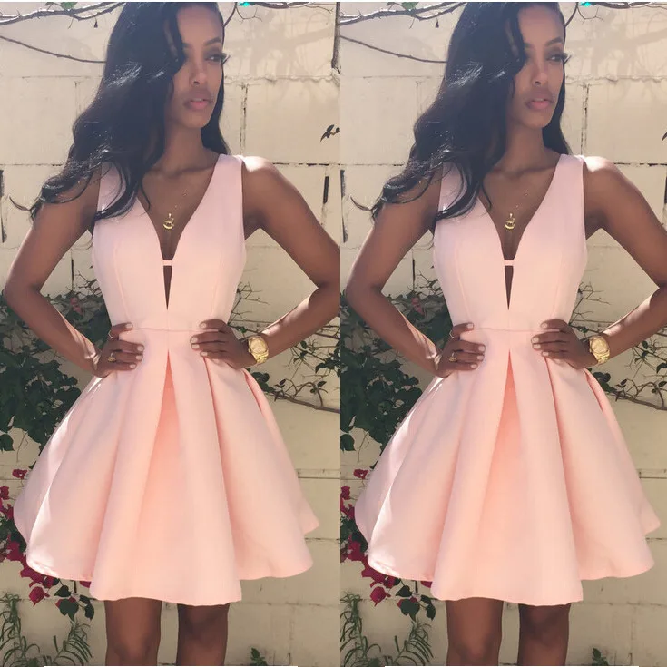 2020 горячая Распродажа Стильное женское сексуальное платье без рукавов с V