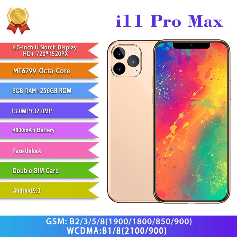 Tel&eacute;fono Inteligente I11 Pro Max versi&oacute;n Global, 6,5 pulgadas, Dual SIM, 12GB, 512GB, 4800MAH, Android 9,0, GPS, Wifi, desbloqueo facial-3