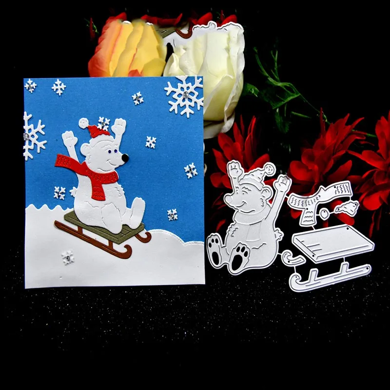 Металлические Вырубные штампы Снеговик и дерево кружевная рамка фон ремесло для