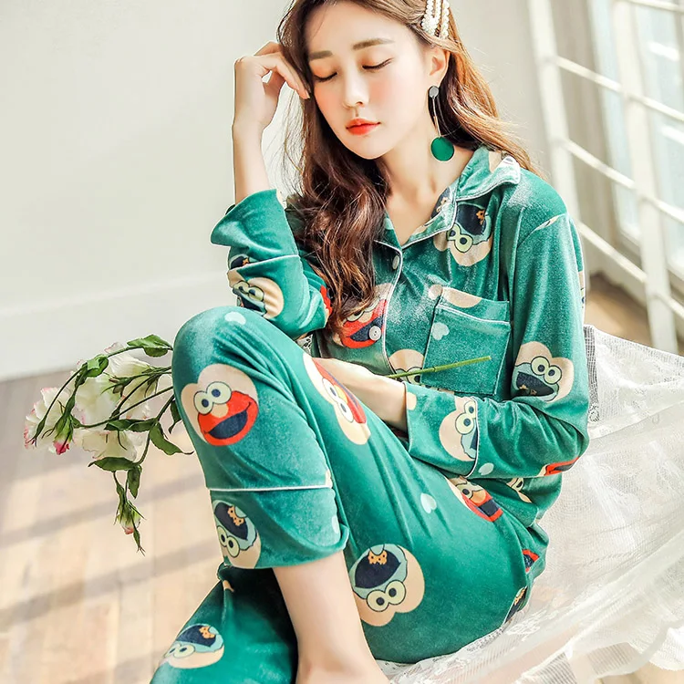 5 стильных элегантных модных плотных золотых бархатных женских пижам набор