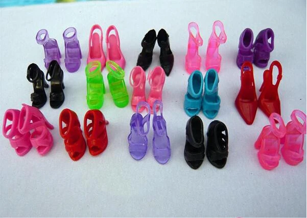

12Pair/lot Mixed-Styles Fashion Sandals Assorted Shoes for Doll Accessories Original High-heel Shoes For Dolls