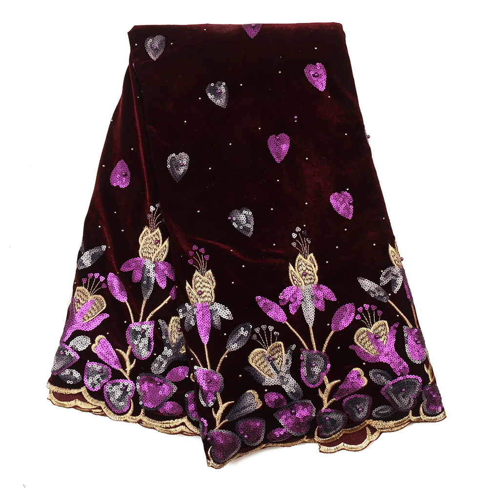 

NIAIVelvet Net Lace Fabric Orange Color Sequins French African Nigerian Latest Design High Quality Tulle 2020 For Wedd XY3389B-3