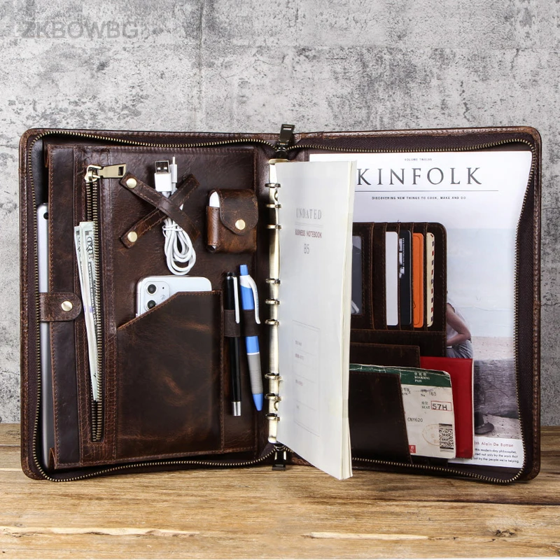 

Tablet Case for Samsung Galaxy Tab A 8 9.7 10.5 inch Genuine Leather Bags Pen Notebook Slot Portable Binder Folder Wallet Sleeve