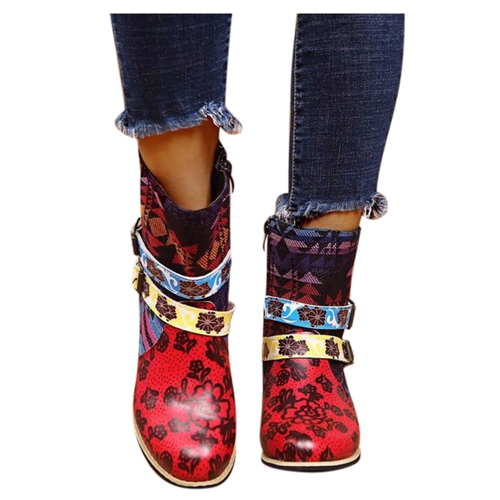 

Ботильоны для женщин, модные женские ботинки больших размеров с ремешком, украшенные и подходящие цвета, ботинки с острым носком, женские бо...