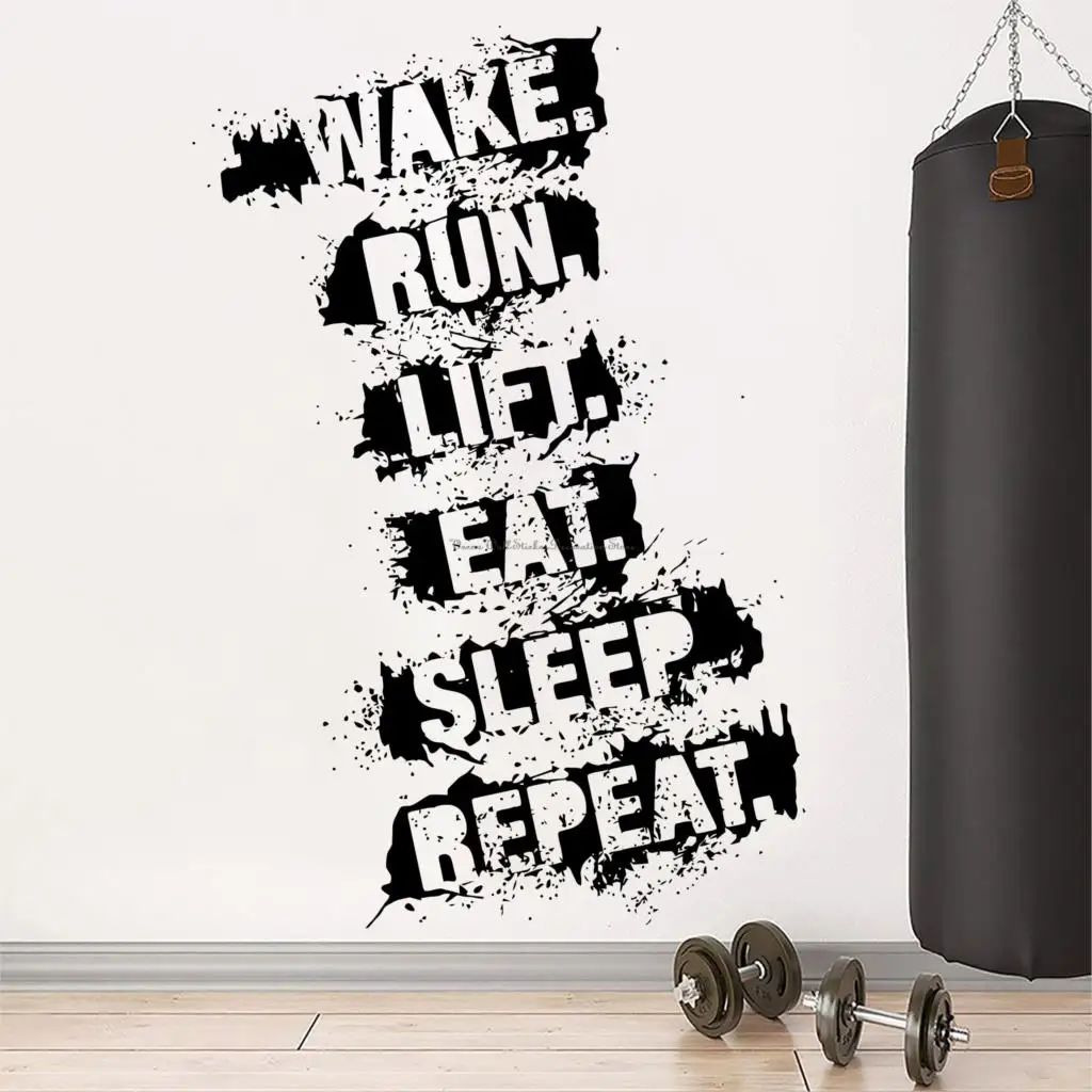 

Fitness Wall Stickers Sport Training Room Personalized Inspirational Quote Workout Fitness Club Gym Decoration Vinyl Decal Mural