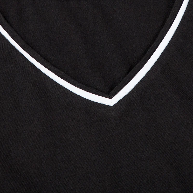 Мужские футболки с длинным рукавом футболка v-образным вырезом Простые черные
