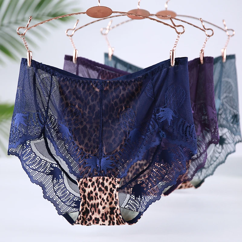 Julexy XXL-6XL, леопардовые женские трусики с высокой талией, плюс размер, сексуальное кружевное нижнее белье, сетчатые трусы, Прозрачное нижнее белье, трусики