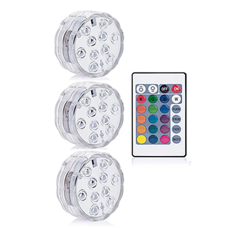 3 lamp 1controller 10 шт. в упаковке, погружной светильник, лампа с дистанционным управлением, RGB, на батарейках, подводный ночник, напольная ваза, садовые, вечерние, Декор - Цвет: 3 lamp 1controller