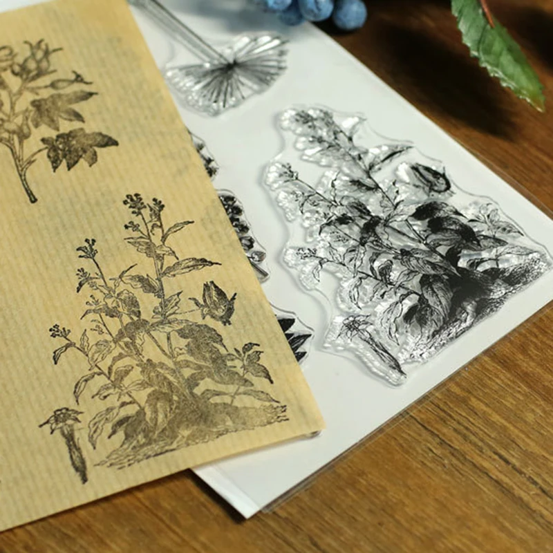 Винтажный силиконовый прозрачный штамп для скрапбукинга тропических растений